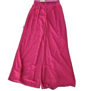 Lovesong Red Burgundy Flowy Chiffon Lined Wide Leg SzM Pullon Dress Pants *READ*